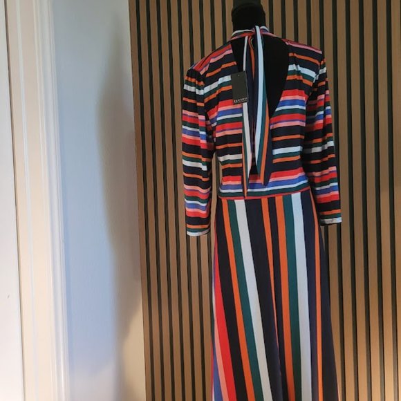 ELOQUII Three-Quarter Sleeve Multicolor Fit & Flare Dress - Picture 3 of 5